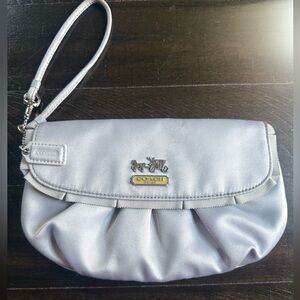 Coach Silver Satin Clutch